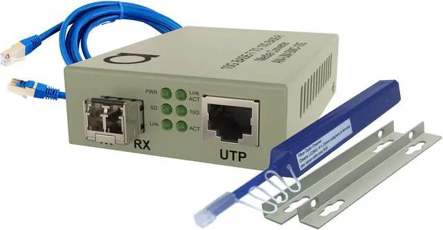 Main image of Multimode LC 10G SFP+ to Fiber Ethernet Media Converter with 10GSFP+ 300m (0.18mi) Module Set - High-Speed 10Gb Network,10Gig SFP Media Conversion,10GbE Ethernet to Fiber Optic Extender, Plug and Play