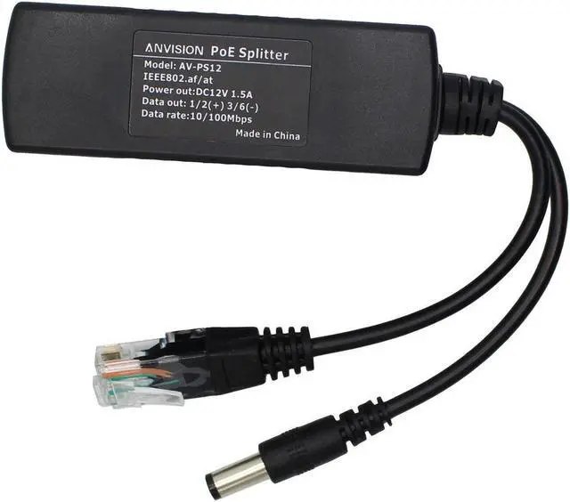 Alt view image 4 of 5 - ANVISION 4-Pack 12V DC Output Active PoE Splitter Adapter, IEEE 802.3af, 10/100Mbps, for IP Camera AP Voip Phone and More, AV-PS12