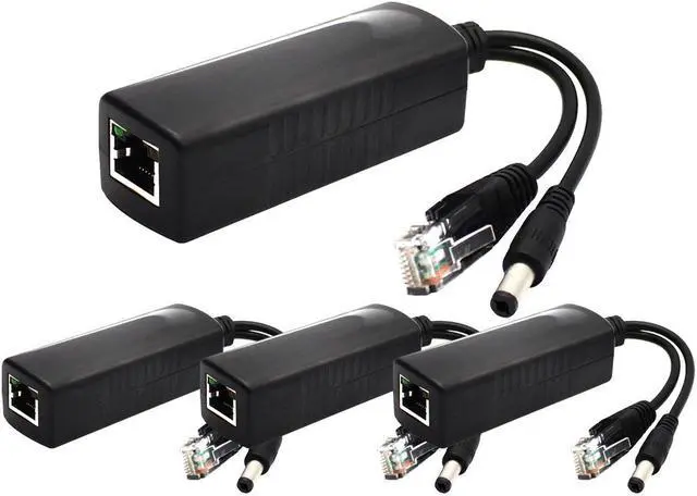 Main image of ANVISION 4-Pack 12V DC Output Active PoE Splitter Adapter, IEEE 802.3af, 10/100Mbps, for IP Camera AP Voip Phone and More, AV-PS12