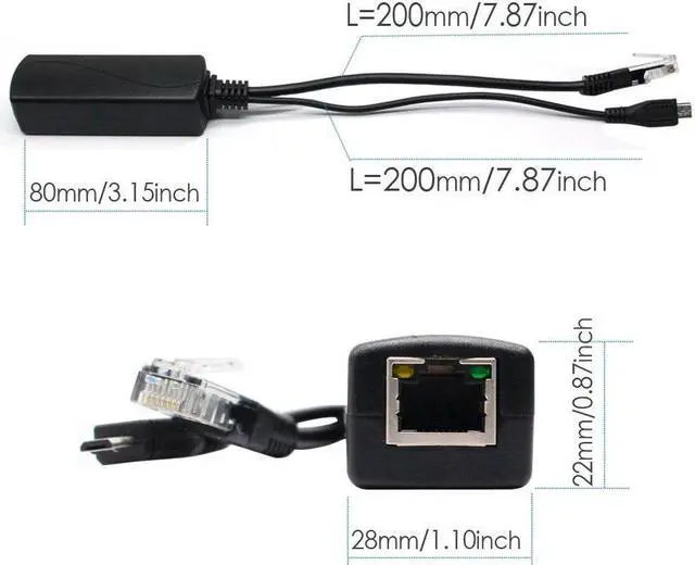 Alt view image 4 of 5 - ANVISION 4-Pack Active 5V 2.4A PoE Splitter Adapter IEEE 802.3af Compliant Micro USB 48V to 5V/2.4A, for Tablets, Dropcam or Raspberry Pi, IPC, IP Camera and More