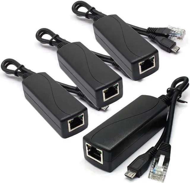 Main image of ANVISION 4-Pack Active 5V 2.4A PoE Splitter Adapter IEEE 802.3af Compliant Micro USB 48V to 5V/2.4A, for Tablets, Dropcam or Raspberry Pi, IPC, IP Camera and More