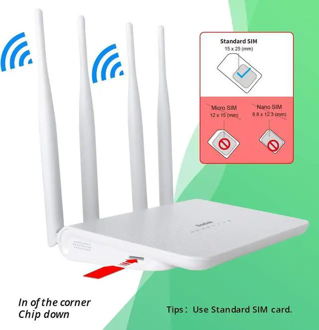 Alt view image 3 of 5 - Dionlink 4G LTE CPE Unlocked 4G Wireless WiFi Router with SIM Card Slot-300Mbps WiFi Hotspot RouterSupport T-Mobile and ATT (4 Antenna)