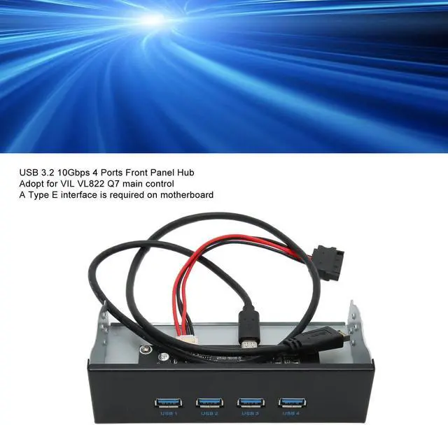 Alt view image 3 of 5 - USB 3.2 Front Panel, 4 Ports 5.25inch Internal Optical Drive Front Panel USB Hub, up to 10Gbps, for Win 7/8/10/2003, for OS X Laptop, for Linux (Optical Drive 4USB Type E)