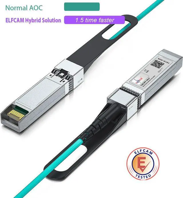 Alt view image 3 of 5 - Elfcam® - 30m/98.42ft Fiber Optic Cable OM3 SFP+ to SFP+ AOC 10Gbps, Compatible with SFP-10G-AOC, 30 Meters