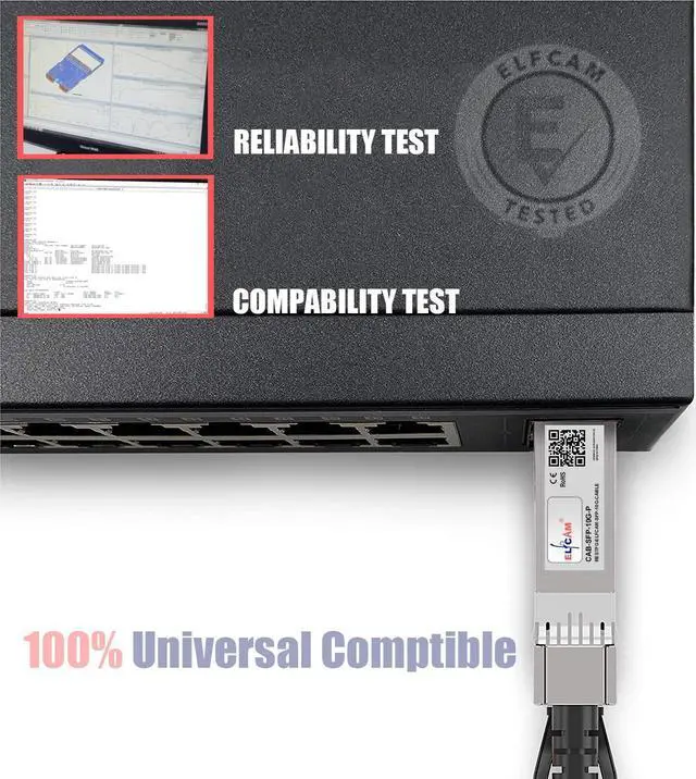 Alt view image 4 of 5 - Elfcam® - 30m/98.42ft Fiber Optic Cable OM3 SFP+ to SFP+ AOC 10Gbps, Compatible with SFP-10G-AOC, 30 Meters