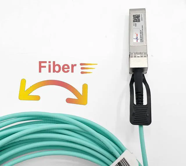 Alt view image 5 of 5 - Elfcam® - 30m/98.42ft Fiber Optic Cable OM3 SFP+ to SFP+ AOC 10Gbps, Compatible with SFP-10G-AOC, 30 Meters