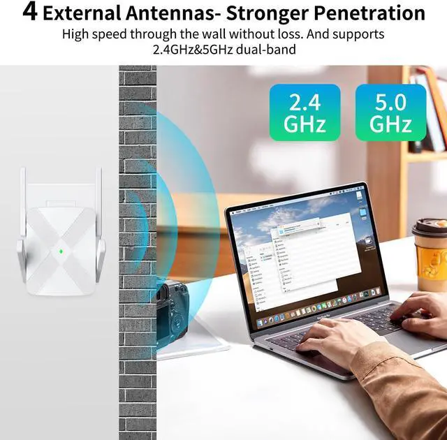 Alt view image 3 of 5 - 2024 Release WiFi Extender, WiFi Extender Signal Booster for Home Cover up to 10000sq.ft & Dual Band 2.4G&5G Advanced Technology, 1200Mbps WiFi Repeater with Ethernet Port up to 45 Devices