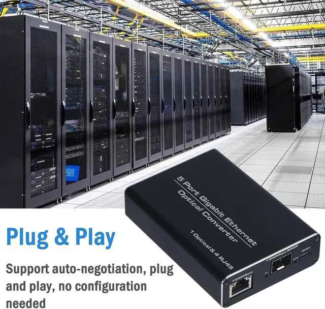 Alt view image 4 of 5 - A Pair of 5 Port Gigabit Ethernet Optical Converter, Fiber to Ethernet Converter has 4x10/100/1000 RJ45 Port and 1x1000 SFP Fiber Port