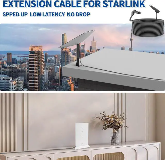 Alt view image 4 of 5 - SZSAUTO 150Ft Replacement Cable for Starlink Gen2 V2 Rectangular Satellite - Better Anti-Interference - Extension Cables Wire with Cable Feed Through Bushings for Replace Starlink Gen 2 Cable