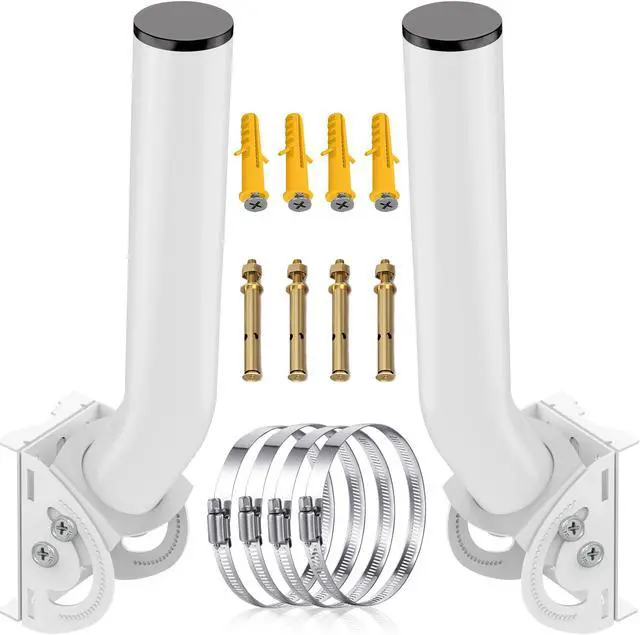 Main image of Wireless Bridge Bracket Mount - 12" Outdoor Antenna Pole & Wall Mounting Brackets Mast Kit for Network Bridges, CPE, TV Antennas, Access Point, AP, WiFi Extender 2 Pack