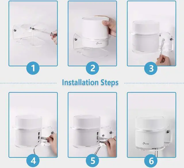 Alt view image 4 of 5 - Wall Mount Holder for TP-Link Deco X20 X55 X55 Pro X60 X68 WiFi 6 Mesh WiFi(AX1800,AX3000,AX3600),Simple and Sturdy Acrylic Wall Mount Holder Stand Bracket by HOLACA (2 Pack)