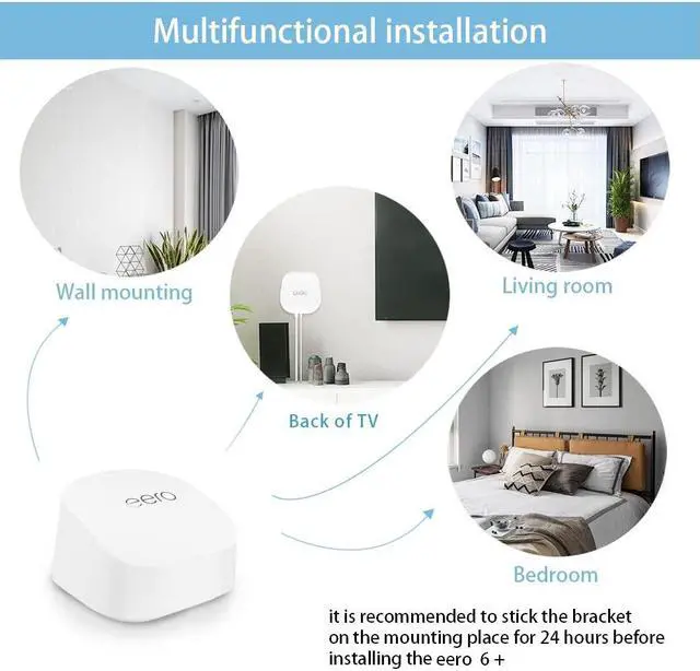 Alt view image 3 of 5 - Screwless Wall Mount for Eero Pro 6+ Tri-Band Mesh Wi-Fi Holder, No Tools Required, Easy to Install, No Drilling, Strong VHB Adhesive Mount (3)