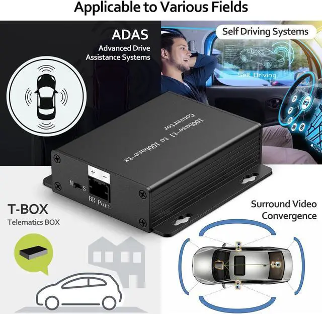Alt view image 5 of 5 - 100BASE Ethernet Media Converter Device,Automotive-Grade, 2-Wire Ethernet BroadR-Reach(100BASE-T1) to Fast Ethernet (100BASE-TX) Automotive IEEE 100BASE-T1 Compliant with 100Mbit/s Transmit