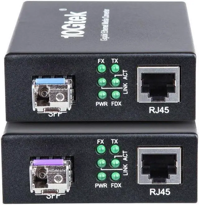 Alt view image 2 of 5 - ipolex A Pair of Bidi Gigabit Single-Mode LC Fiber to Ethernet Media Converter, with BiDi SFP LX Module, 1310nm/1550nm, SMF, up to 20-KM, 1.25G Fiber Media Converter,1000Base-LX to 10/100/1000Base-TX