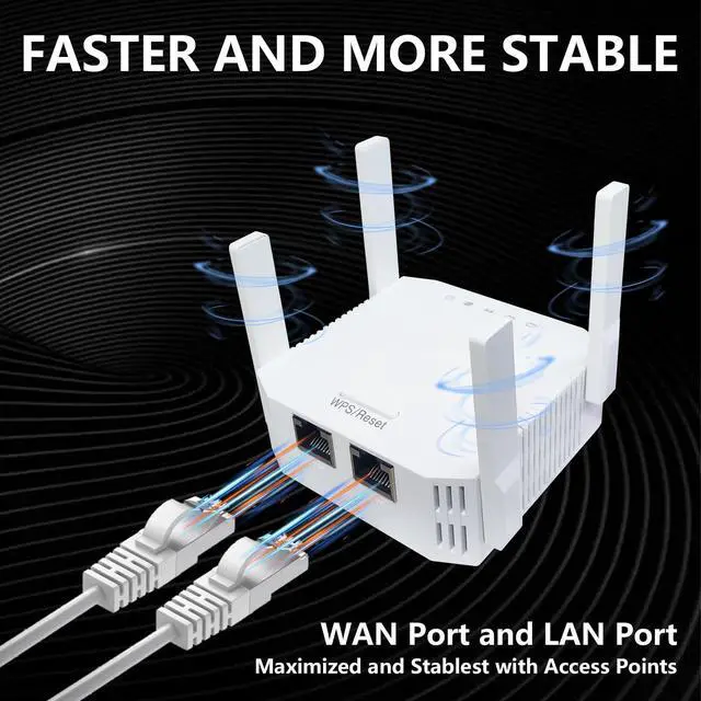 Alt view image 5 of 5 - WiFi Repeater Extender Signal Booster for Home, WiFi Amplifier, WiFi Range Extender, Internet Booster with Ethernet Port (300Mbps)