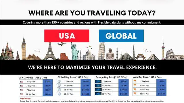 Alt view image 4 of 5 - Travel Global WiFi Hotspot Portable Internet Router,Lowest Price for US Europe Asia France Japan Korea Singapore China HK Int'l Mobile Wireless Device No SIM Card (5GB US or 1GB Global*)