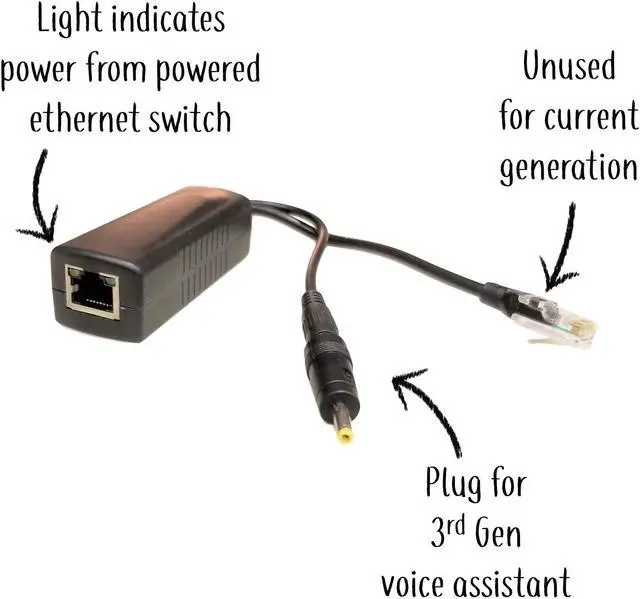 Alt view image 2 of 5 - Mount Genie PoE Power Over Ethernet Splitter Adapter 15W Output for Voice Assistants (5-Pack)