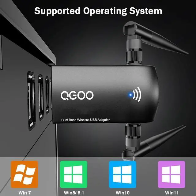 Alt view image 4 of 5 - WiFi 6 Adapter for Desktop PC, AX1800 USB 3.0 WiFi Dongle Dual Band 5Ghz/2.4Ghz High Gain Dual 5dBi Antennas 802.11ax MU-MIMO Wireless Network Adapter for Computer Laptop Supports Windows 11/10/8/7