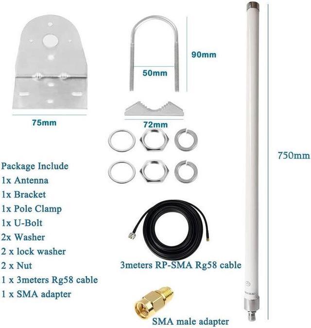 Alt view image 3 of 5 - SIGNALPLUS 2.4G 5.8G Dual Band Omni-Directional High Gain Outdoor WiFi Antenna 2.4/5.8 GHz IEEE 802.11a/b/g and 802.11ac Applications