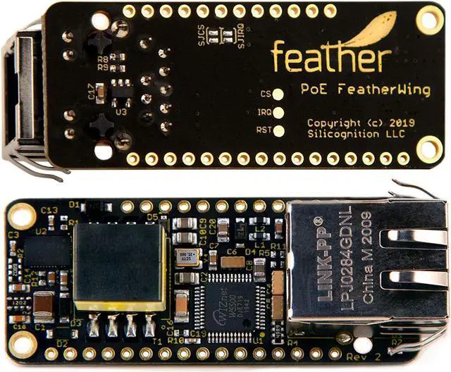 Alt view image 3 of 3 - PoE-FeatherWing - Ethernet with 4 W IEEE 802.3at Power Over Ethernet for Feather Boards