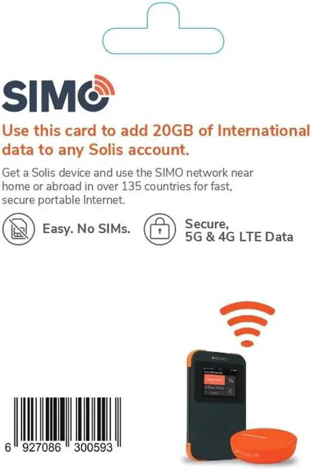 Alt view image 2 of 2 - Solis Global Pay-Per-GB Card 20GB