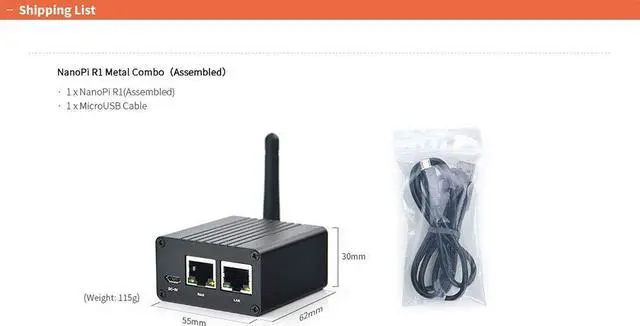 Alt view image 2 of 5 - NanoPi R1 Allwinner RAM 1GB H3 Dual Ethernet Port, Wifi & BT, onboard eMMC with USB & Serial Port for loT