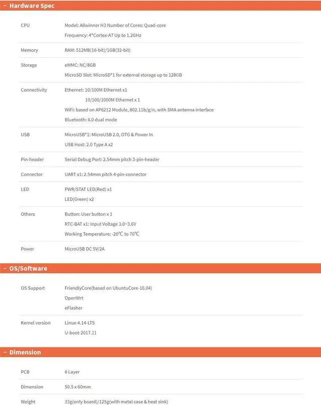 Alt view image 5 of 5 - NanoPi R1 Allwinner RAM 1GB H3 Dual Ethernet Port, Wifi & BT, onboard eMMC with USB & Serial Port for loT