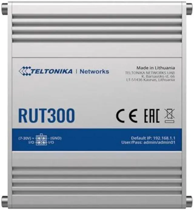 Alt view image 4 of 5 - Teltonika RUT300 000100 Industrial Ethernet Router, Sturdy Aluminum Housing, Compatible with Teltonika Remote Management System, 5 x Fast Ethernet Ports (10/100 Mbps), Passive PoE, USA PSU, Silver