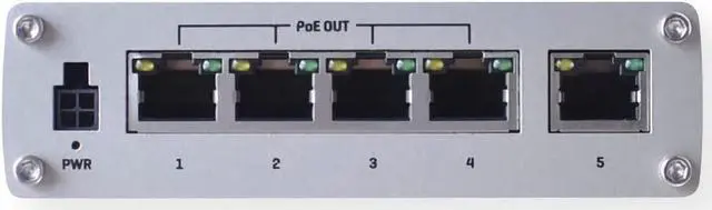 Alt view image 2 of 5 - Teltonika TSW100000030 Model TSW100 Industrial Unmanaged POE+ Switch, AU PSU, 4 x PoE Ports, Rugged Aluminum Housing, 5 x Gigabit Ethernet with Speeds up to 1000 Mbps, Plug-N-Play