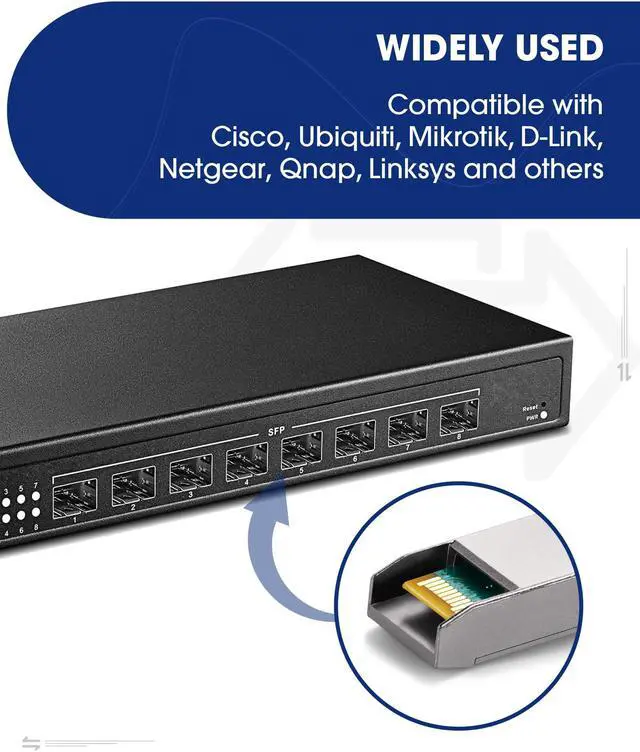 Alt view image 4 of 5 - Timaxk 10Pack 1000BASE-T SFP to RJ45 Ethernet Module, 1.25G Gigabit SFP-T Transceiver up to 100m Over Cat 5 Cable,Compatible with Cisco, Ubiquiti, Mikrotik, D-Link, Netgear, Qnap, Linksys and More