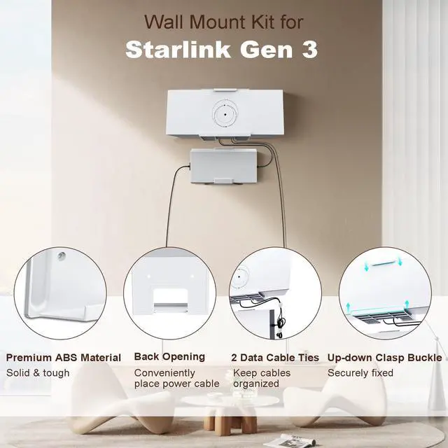 Alt view image 2 of 5 - TiMOVO Starlink Gen 3 Router Mount, Starlink Mounting Kit for Router and Power Supply, Wall Mount Holder Set with Screws & Removable Adhesive, V3 Internet Kit Satellite Bracket