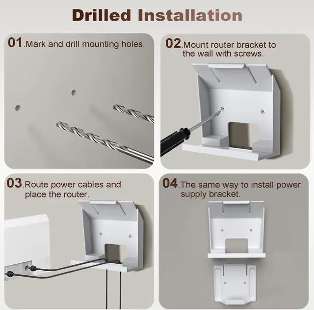 Alt view image 5 of 5 - TiMOVO Starlink Gen 3 Router Mount, Starlink Mounting Kit for Router and Power Supply, Wall Mount Holder Set with Screws & Removable Adhesive, V3 Internet Kit Satellite Bracket