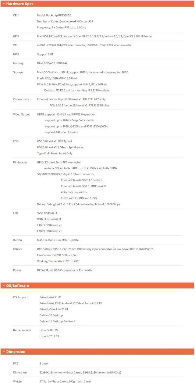 Alt view image 2 of 5 - FriendlyElec Nanopi R5S Mini Router OpenWRT with Three Gbps Ethernet Ports LPDDR4X 4GB RAM Based in RK3568 Soc for IOT NAS Smart Home Gateway Support Linux Ubuntu (with CNC Metal Case)