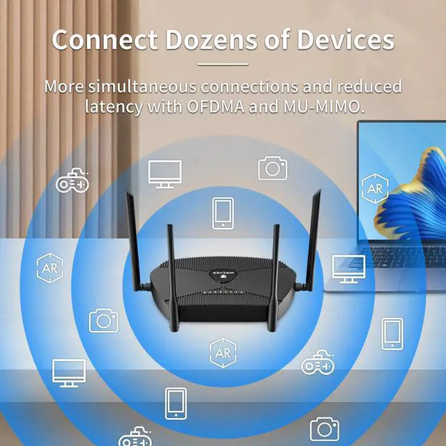 Alt view image 5 of 5 - Wiflyer AX3000 WiFi 6 Mesh Router Dual-Band Gigabit Ethernet, Seamless Roaming for Large Homes Smart Home & Gaming Ready Z8103AX-E