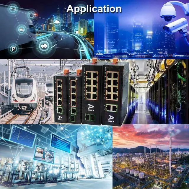 Alt view image 5 of 5 - Industrial 6 Ports Gigabit Ethernet Switch Hardened 5 Port RJ45 10/100/1000Mbps Network Switch with SFP Slot Din Rail RJ45 Fiber Switch -40 to 176 ºF Din-Rail Mount Ethernet Hub