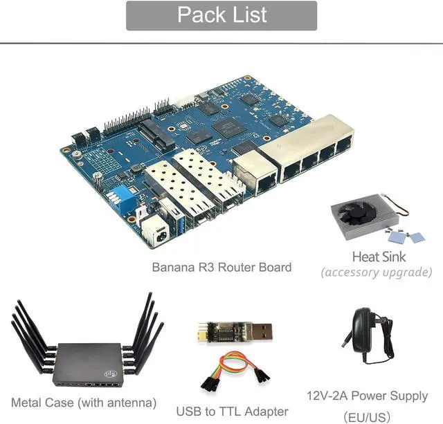 Alt view image 2 of 5 - youyeetoo Bananapi BPI-R3 WiFi 6 Router Board with MediaTek MT7986 Chip Dual GbE LAN for IoT Router, VPN Client&Server, OpenWrt Projects (Banana Pi BPI-R3 Router Kits)
