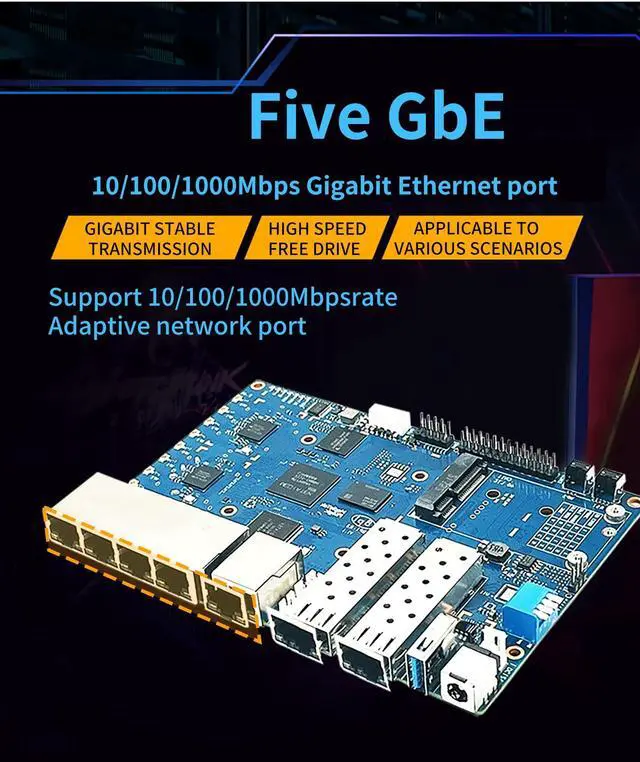 Alt view image 4 of 5 - youyeetoo Bananapi BPI-R3 WiFi 6 Router Board with MediaTek MT7986 Chip Dual GbE LAN for IoT Router, VPN Client&Server, OpenWrt Projects (Banana Pi BPI-R3 Router Kits)