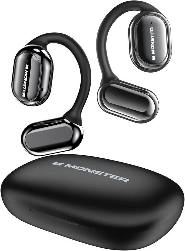 Main image of Monster Open Free AC100 Open Ear Headphones, Bluetooth 5.3 Wireless Headphones with Earhooks, Immersive Stereo Sound by Dual Large Driver, Clear Talk, 30H Playtime,Waterproof Sport Earbuds for Running