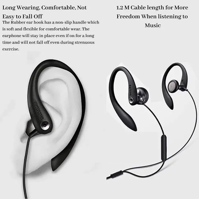 Alt view image 4 of 4 - PHILIPS Over The Ear Sport Earbuds with Mic, Earphones for Sports, Running and Gym