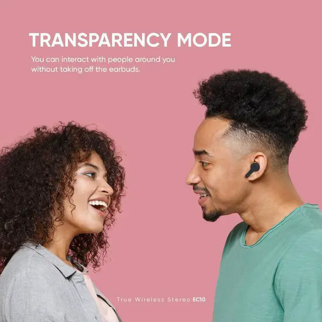 Alt view image 4 of 5 - ABKO Active Noise Cancelling True Wireless Earbuds ANC Bluetooth Headphones in-Ear USB-C Wireless Charging with Microphone Built-in Mic EC10 Black