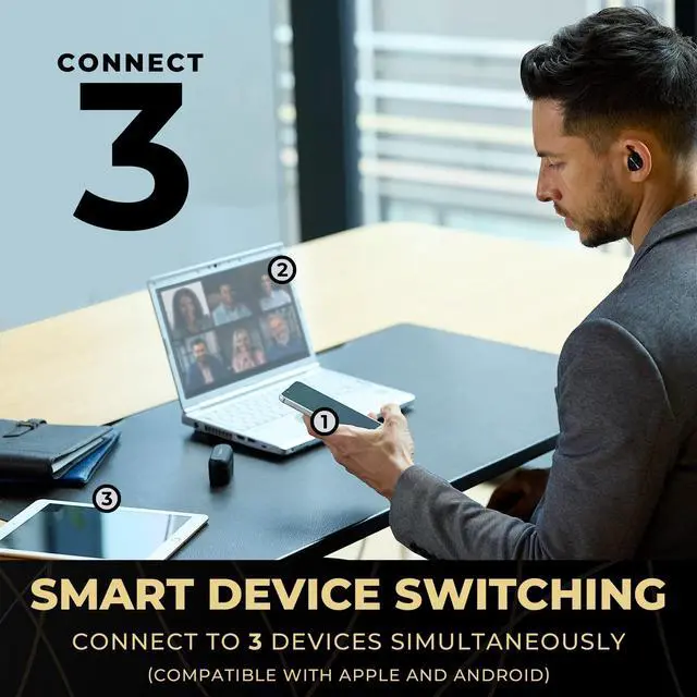 Alt view image 5 of 5 - Technics Premium Hi-Fi True Wireless Bluetooth Earbuds with Advanced Noise Cancelling, 3 Device Multipoint Connectivity, Wireless Charging, Hi-Res Audio + Enhanced Calling - EAH-AZ80-K (Black)