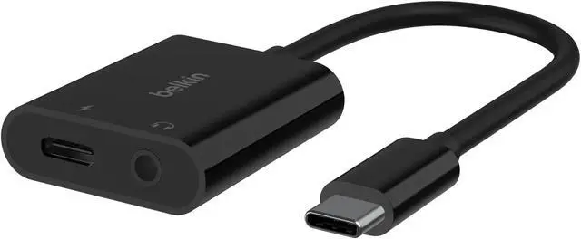 Main image of Belkin RockStar(tm) 3.5mm Audio with USB-C Charge Adaptor Included, USB-C Audio Adaptor Compatible with iPad Pro, Galaxy, Note, Google Pixel, LG G6, Sony Xperia, OnePlus and More - Black