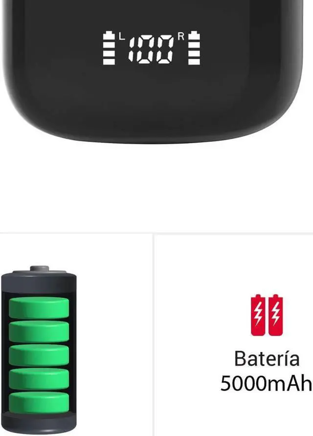 Alt view image 3 of 5 - Compaq wirless Earbuds QBuds, Bluetooth with immersive Premium Sound, Touch Control, Long Distance (10 k), LED Display Charging case, IPX7 Sweat- Resistant, Compatible w/Android & iOS (Black)