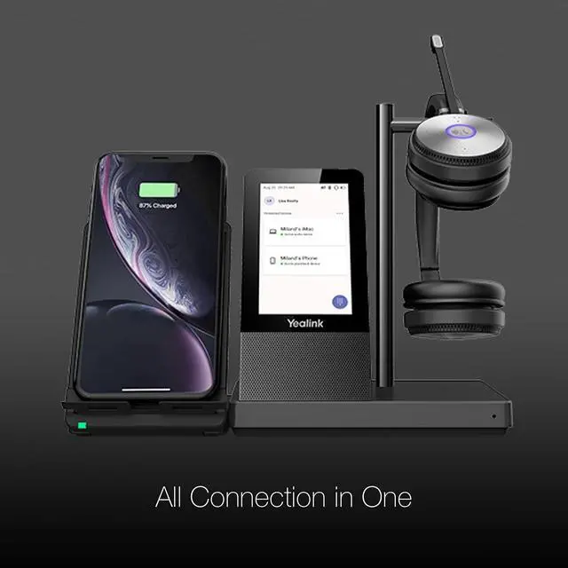 Alt view image 4 of 5 - Global Teck Worldwide GTW Yealink WH66 Duo Stereo Teams Certified DECT Headset, Connects to Deskphone, PC/Mac, Softphones - Works with Teams, Zoom, RingCentral, 8x8, Vonage, with Microfiber Included