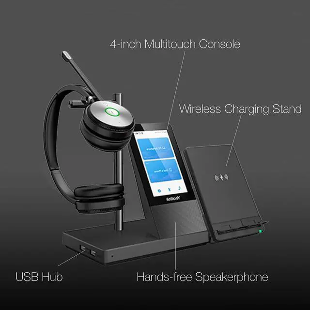 Alt view image 5 of 5 - Global Teck Worldwide GTW Yealink WH66 Duo Stereo Teams Certified DECT Headset, Connects to Deskphone, PC/Mac, Softphones - Works with Teams, Zoom, RingCentral, 8x8, Vonage, with Microfiber Included