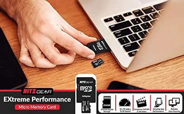 Alt view image 3 of 4 - Ritz Gear 256GB Micro SD Card, microSDXC Full HD & 4K UHD, UHS-I, U3, A1, V30, C10-Memory-Card + Adapter & USB-Card-Reader, for Android Smartphones, Tablets, Nintendo-Switch
