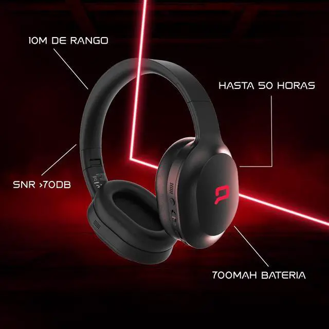 Alt view image 2 of 5 - Compaq Active Noise Cancelling Headphones, Wireless, Over Ear Bluetooth Headphones, Premium Sound, Gaming Headset, 50H Playtime, Fast Charge, Soft Ear Pads (Black)