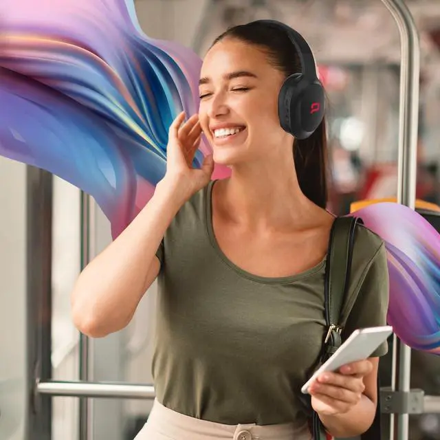 Alt view image 4 of 5 - Compaq Active Noise Cancelling Headphones, Wireless, Over Ear Bluetooth Headphones, Premium Sound, Gaming Headset, 50H Playtime, Fast Charge, Soft Ear Pads (Black)