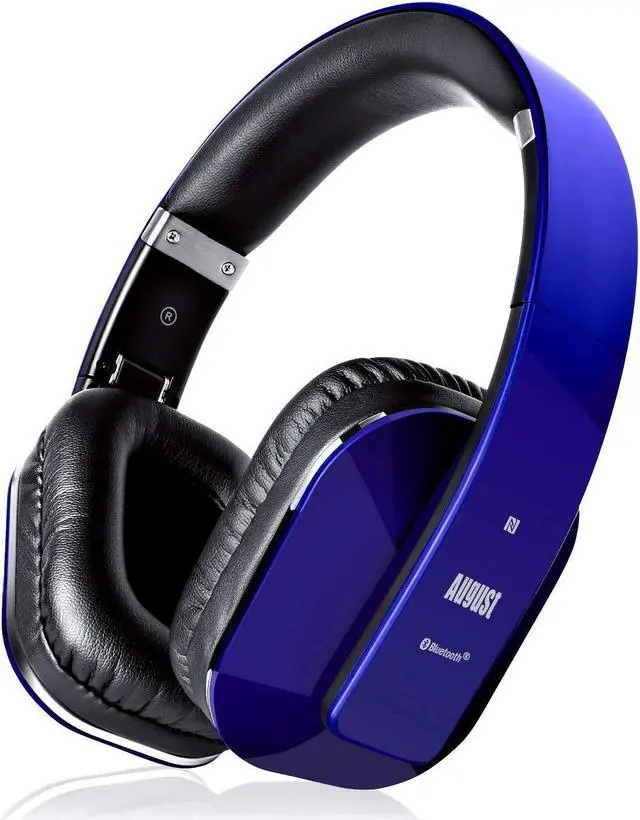 Main image of August EP650 Bluetooth Wireless Over Ear Headphones with aptX LL Low Latency/Multipoint/NFC / 3.5mm Audio in/Headset Microphone - Blue