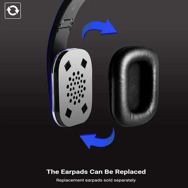 Alt view image 2 of 5 - August EP650 Bluetooth Wireless Over Ear Headphones with aptX LL Low Latency/Multipoint/NFC / 3.5mm Audio in/Headset Microphone - Blue